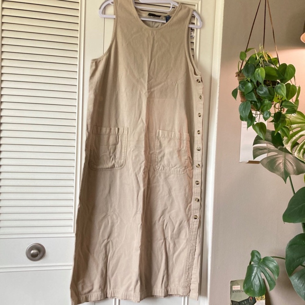 Vintage side button pinafore dress